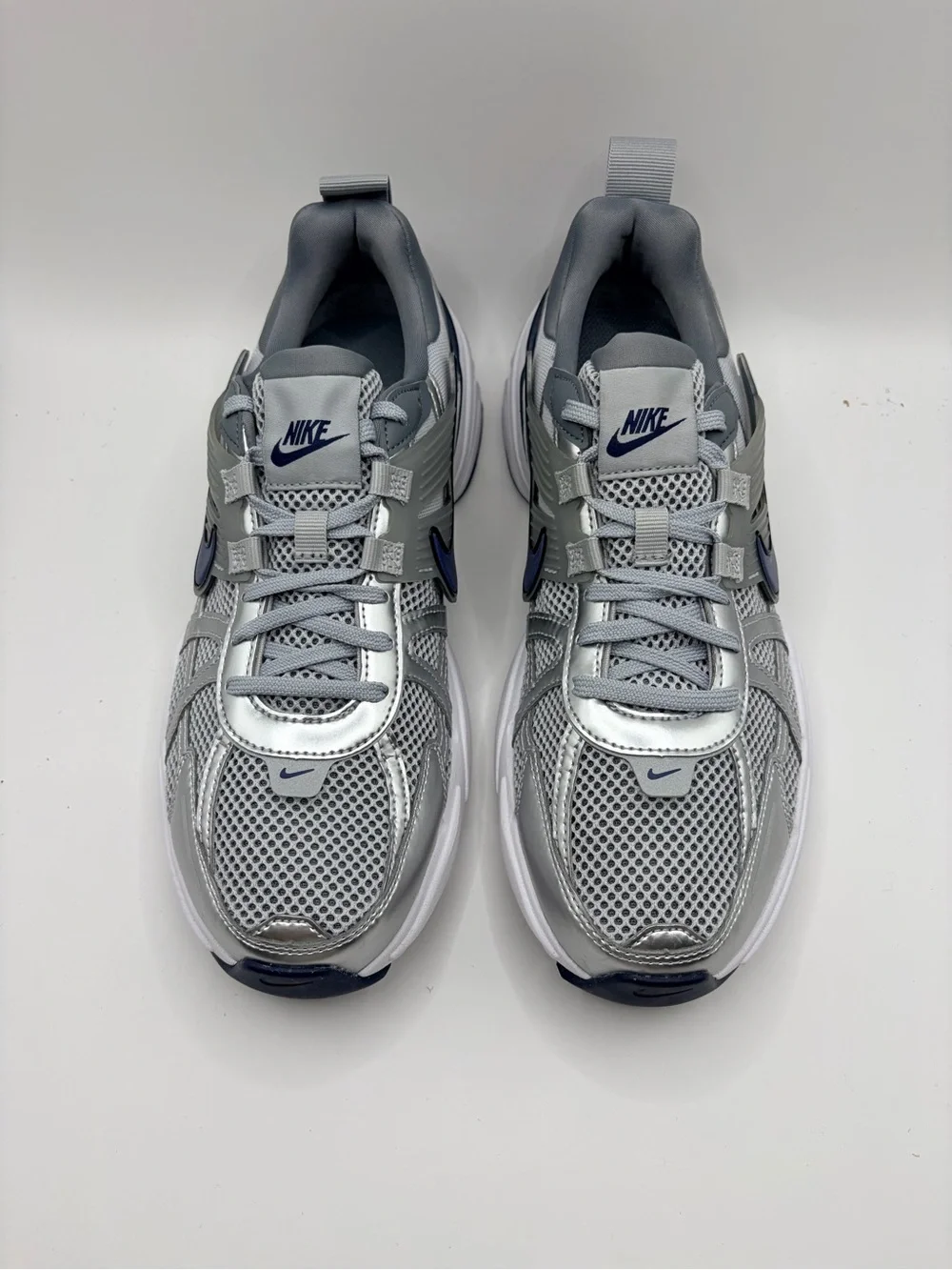 Nike Silver and Navy Mesh Athletic Sneakers